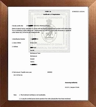 Professional Tax Certificate Orisha